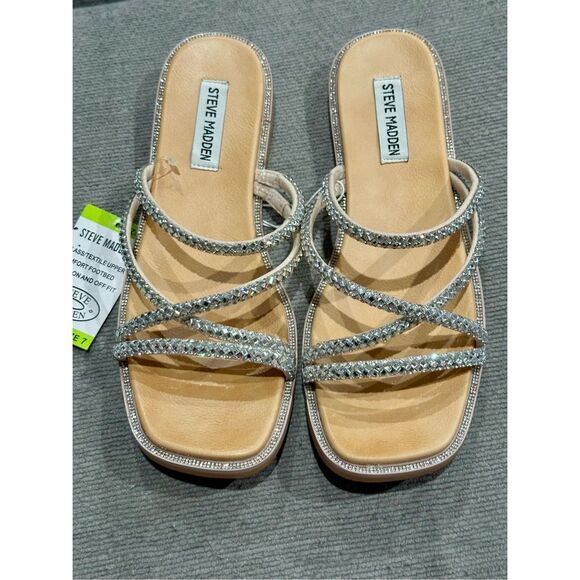 Steve Madden NEW size 7 rhinestone strappy sandals - Picture 6 of 11